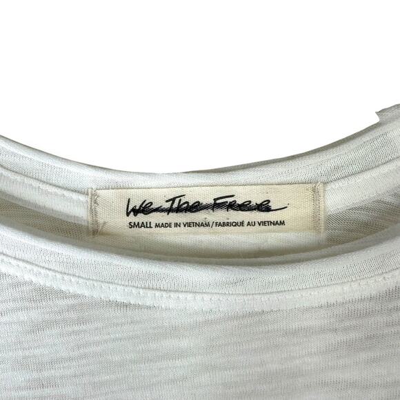 Free People We The Free Aria Trapeze White Boho Drapey Asymmetric Crewneck Top - Picture 6 of 10